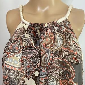 SLNY Braided Rope Paisley Print Dress